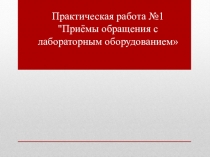 Презентация по химии на тему Практическая работа №1. Приемы обращения с лабораторным оборудованием (8 класс)