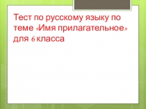 Презентация по русскому языку на тему Имя прилагательное (6 класс Тест)