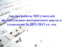 Презентация по теме  Анализ работы МО учителей художественно-эстетического цикла и технологии