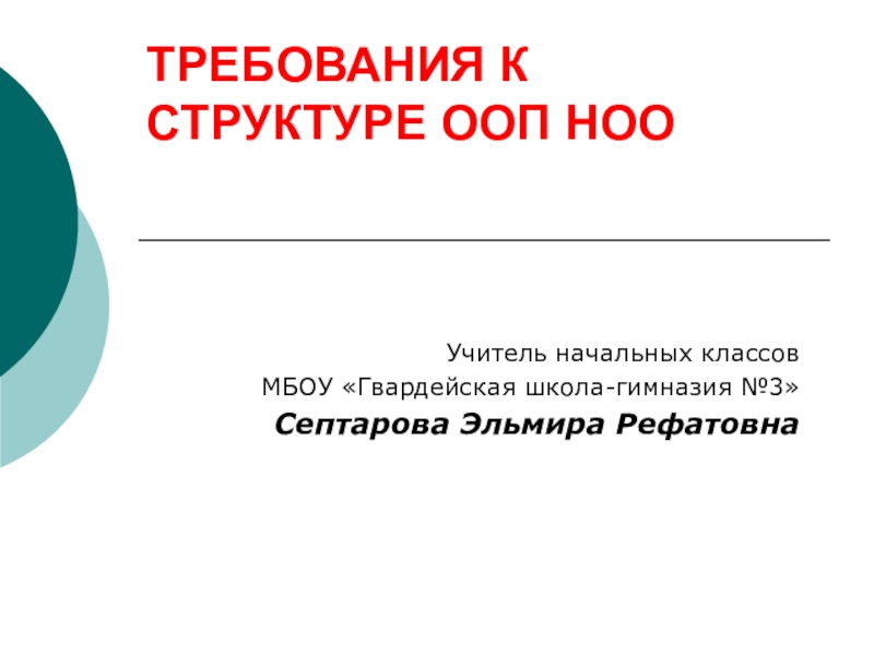 Проект требования к презентации