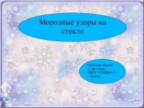 Презентация к исследовательской работе учащегося Морозные узоры на стекле(2класс)