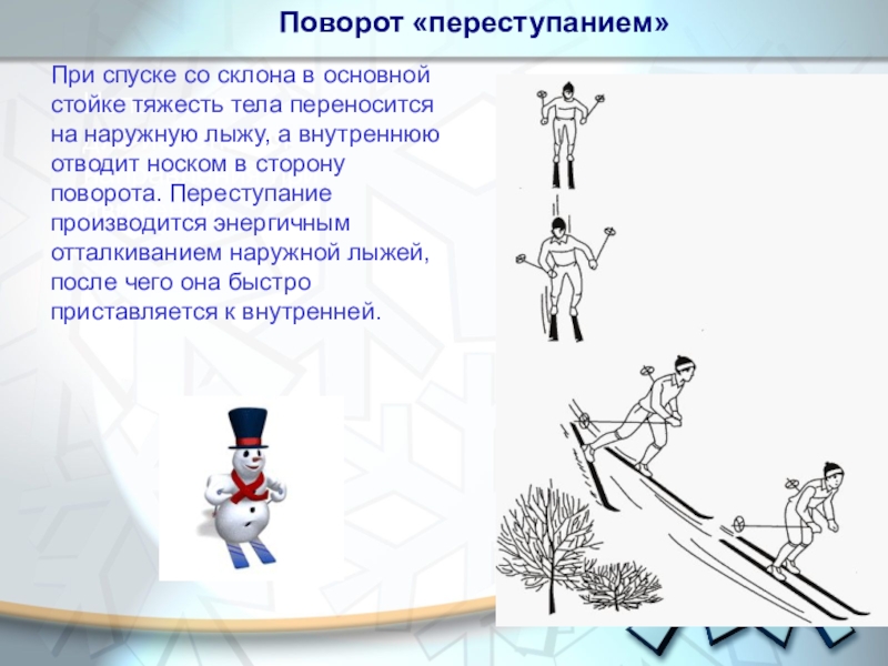 Спуск на лыжах 2 класс. Техника поворота переступанием на лыжах. Поворот переступанием на лыжах. Техника поворота с переступанием в движении. Повороты переступанием в движении на лыжах.