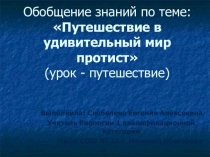 Урок-обобщение Путешествие в удивительный мир протист