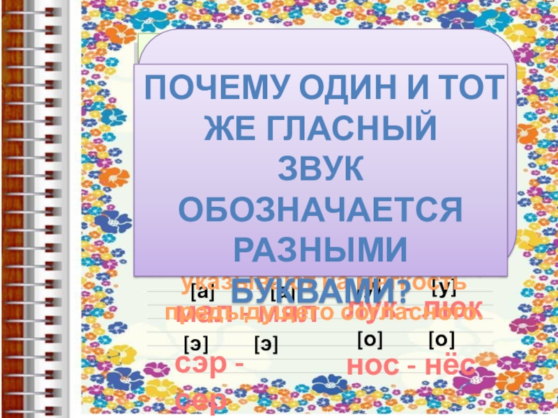 Одинаковые гласные. Гласный звук обозначается разными буквами. Слова где один гласный звук обозначается разными буквами. Мал-мял транскрипция гласных звуков. Один и тот же гласный звук обозначается разными буквами.