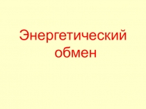 Презентация Энергетический обмен, 10 класс