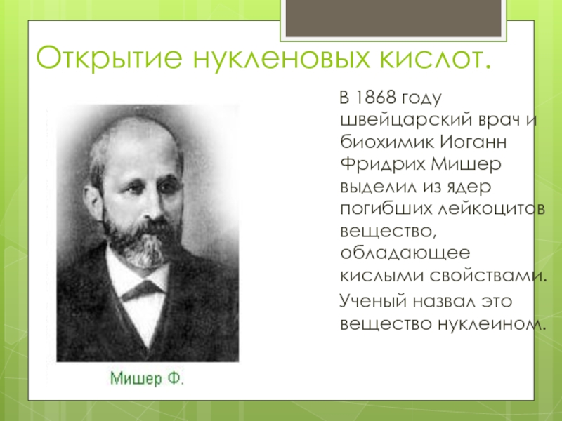 Открытие кислот. Мишер Куттен Тишер. Мишера народ. Г Е Владимиров биохимик.