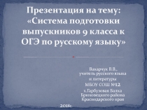 Презентация. О системе подготовки выпускников 9 класса к ОГЭ по русскому языку