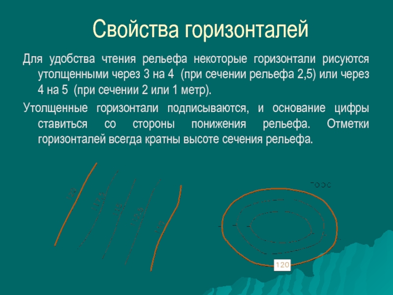 Как определить высоту сечения горизонталей. Изображение рельефа участка местности способом горизонталей. Основные свойства горизонталей. Характеристики горизонталей. Характеристики горизонталей.