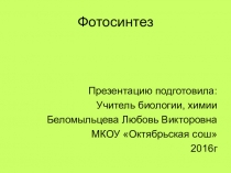 Презентация по биологии Фотосинтез