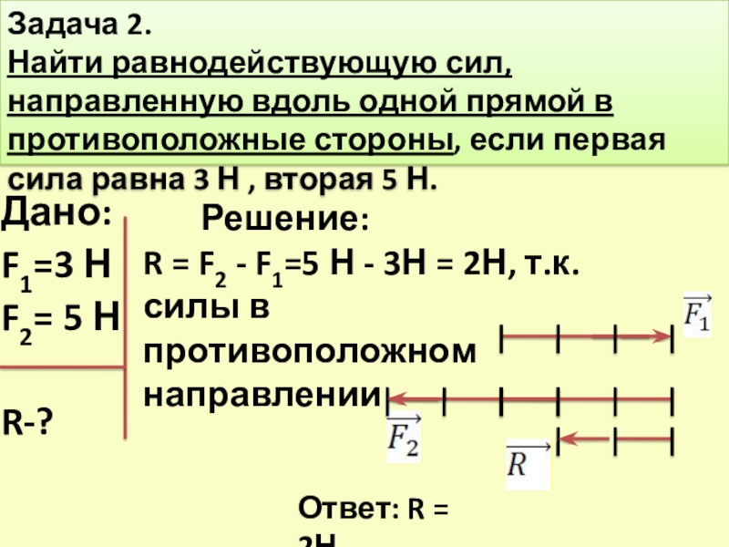 Задачи по теме равнодействующая сила 7 класс