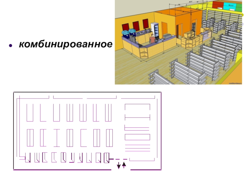 Смешанная планировка торгового зала схема