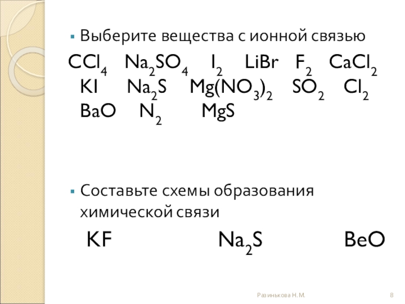 Презентация по теме ионная связь