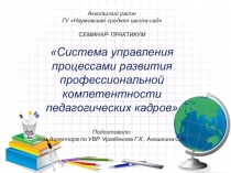 Семинар- практикум Система управления процессами развития профессиональной компетентности педагогических кадров