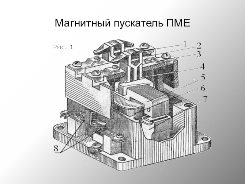 Элементы магнитного пускателя. Конструкция магнитного пускателя ПМЕ 211. Назовите основные элементы магнитного пускателя типа ПМЕ 211. Основные элементы магнитного пускателя типа ПМЕ-211. Конструкция магнитного пускателя ПМЕ.