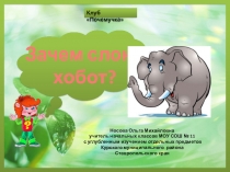 Презентация по теме Почемучка Зачем слону хобот?