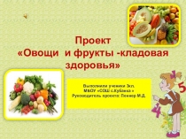 Презентация Проект Овощи и фрукты -кладовая здоровья