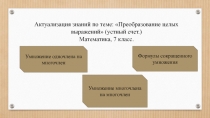Интерактивный плакат по математике на тему преобразование целых выражений, (актуализация знаний, 7 класс)