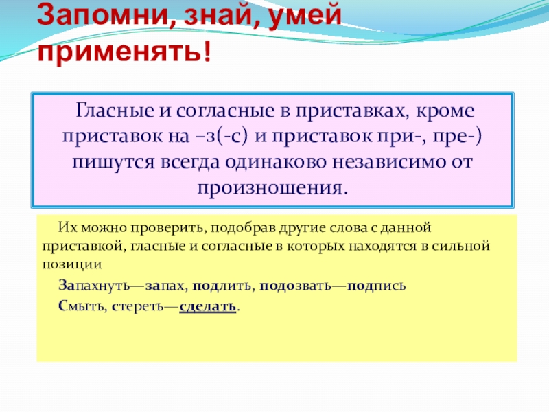 Правописание гласных и согласных в приставках