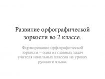 Презентация по русскому языку для обучающихся с ОВЗ на тему Развитие орфографической зоркости во 2 классе