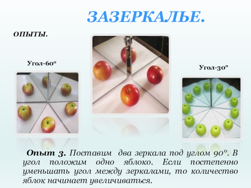 Сколько изображений получится от предмета в двух плоских зеркалах поставленных под углом 60 градусов