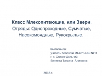 Презентация по биологии на тему Млекопитающие, или Звери