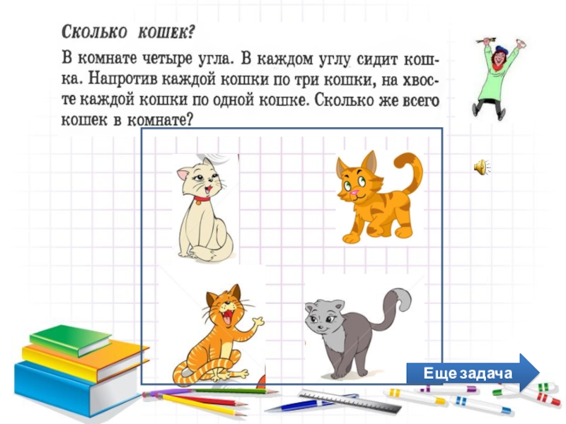 Задача кошка кошка кошка. В комнате 4 кошки в каждом углу. 4 Кошки в комнате. В комнате 4 угла в каждом углу сидит. В комнате 4 угла в каждом углу сидит кошка напротив каждой кошки по 3.