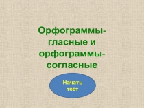 Презентация для урока русского язык ввиде теста Орфограммы-гласные и орфограммы-согласные