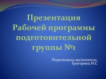 Призентация рабочей программы в подготовительной группе