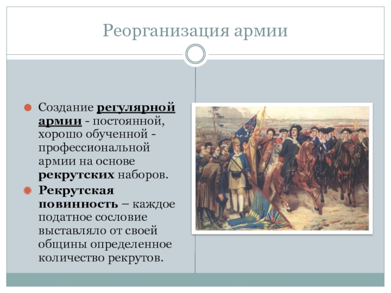 Войско создаваемое. Реорганизация армии. Регулярная армия это в истории. Реорганизация армии Северная война. Реорганизованная армия.