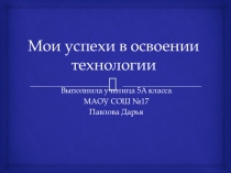 Презентация Мои успехи в освоении технологии 6класс