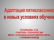 Презентация по теме Адаптация пятиклассников в среднем звене.