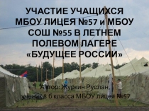 Презентация Участие в полевом лагере Будущее России