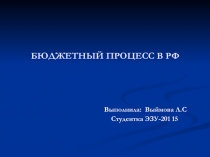 Бюджетный процесс в РФ