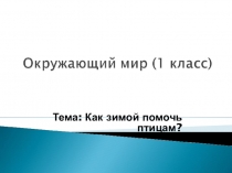 Презентация по окружающему миру 1 класс Как помочь зимой птицам?