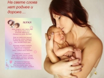 Презентация к классному часу: На свете слова нет роднее и дороже...