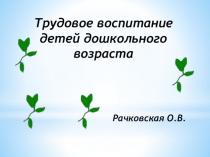 Трудовое воспитание детей дошкольного возраста.
