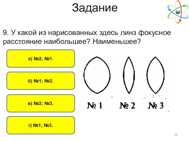 У линзы с большей или меньшей кривизной фокусное расстояние больше поясните рисунком