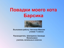 Исследовательская работа Повадки моего кота Барсика