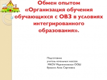 Обмен опытом Организация обучения обучающихся с ОВЗ в условиях интегрированного образования.