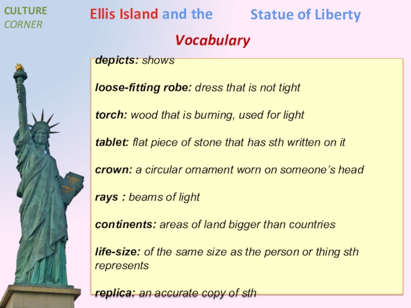CULTURE CORNEREllis Island and the Statue of Libertydepicts: showsloose-fit...