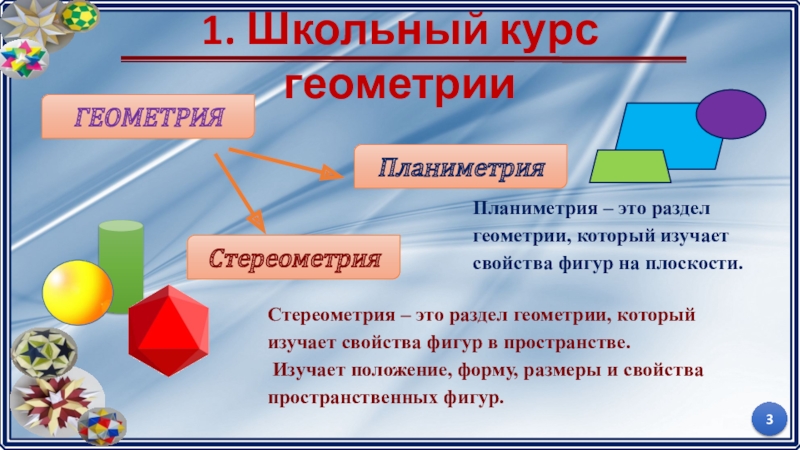 Свойство фигур в пространстве