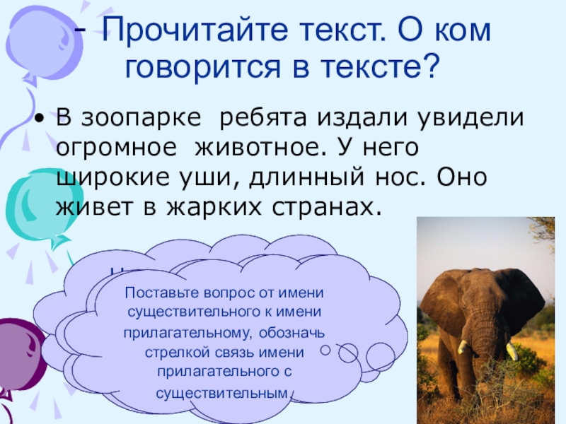 О ком это. О ком говорится в тексте. В зоопарке ребята издали увидели огромное животное. Зоопарк текст. В зоопарке ребята увидели.