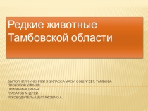 Редкие животные Тамбовской области.