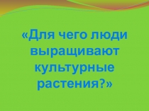 Презентация Для чего люди выращивают растения.