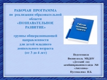 Презентация рабочей программы по реализации образовательной области Познавательное развитие