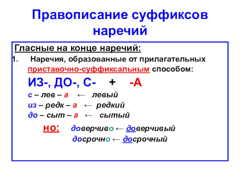 Правописание суффиксов