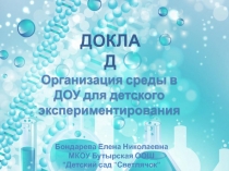 Доклад на тему Организация среды в ДОУ для детского экспериментирования