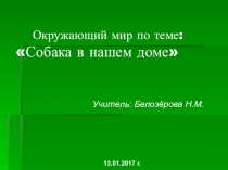 Презентация по окружающему миру Собака в нашем доме (1 класс)