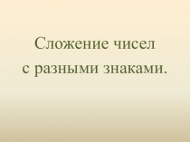 Презентация Сложение чисел с разными знаками
