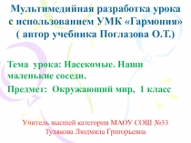 Мультимедийная разработка урока по окружающему миру на тему Насекомые (1 класс)